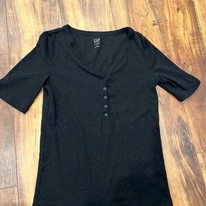 GAP Black Fitted Button Down‎ Polo Shirt